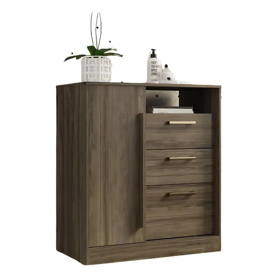 Cômoda Flauta 3 Gavetas Porta De Correr 574 Carraro Cor Legno