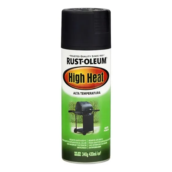 Spray Pintura Aerosol Alta Temperatura Negro Mate 430ml