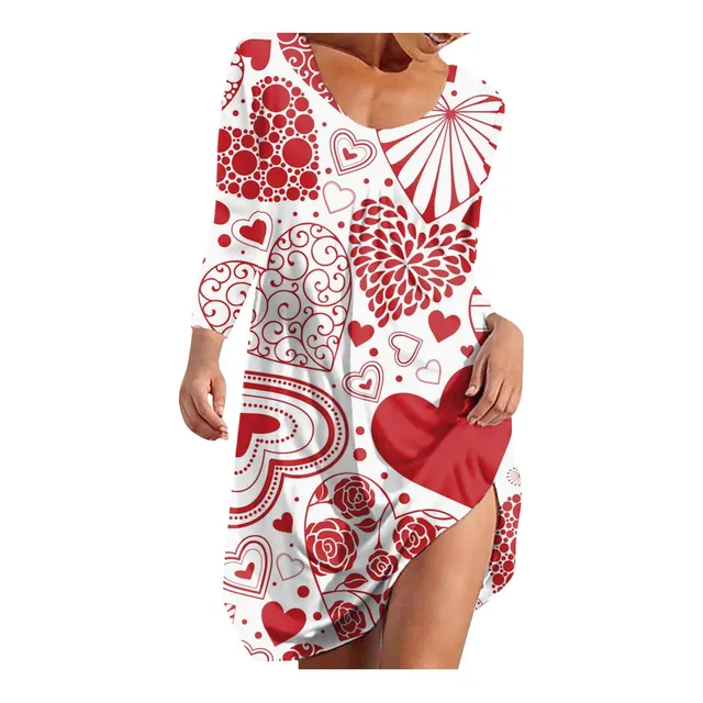 Vestido Casual Manga Larga Dobladillo Estampado Entallado 22