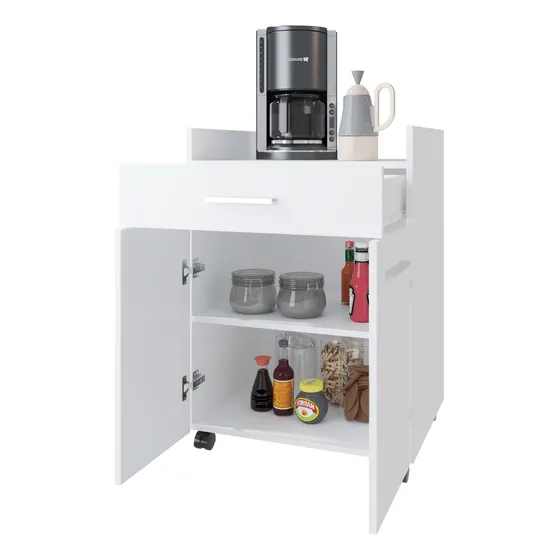 Auxiliar De Cocina Móvil Glover 83x60x47 Rta Blanco Color Blanco Marquez