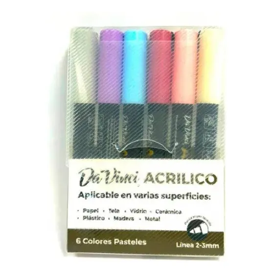 Marcadores Acrilícos Davinci Pasteles Pack X6 2-3mm - Mosca