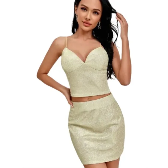 Vestido Dama  Conjunto Shein  Importado  Dorado Palido