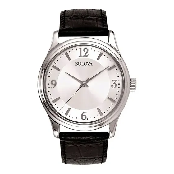 Reloj Bulova Corporate 96a28 Para Hombre Acero Inoxidable Correa Negro Bisel Plateado Fondo Plateado