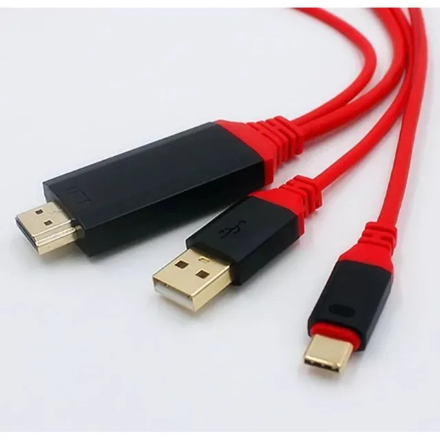 Cable Tipo-c Usb 3.1 A Hdmi 4k Con Usb Para Carga 2m Rojo