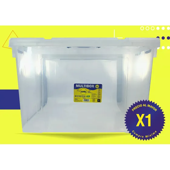 Caja Organizadora Reforzada Con Tapa. 105 Litros