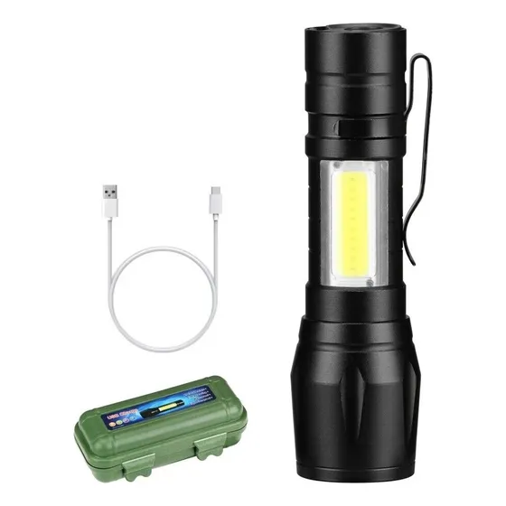 Linterna Tactica Led Militar Recargable Zoom Usb Caza Ditron Negro Blanco