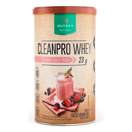 Nutrify CleanPro Whey Nutrify 450g - Proteína Pura para Força e Recuperação - Sabor Frutas Vermelhas