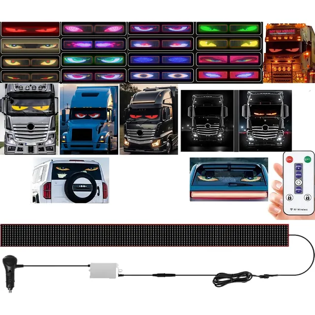 Tela Led Flexível Com Angel Eyes P/caminhão Pára-brisa 120cm