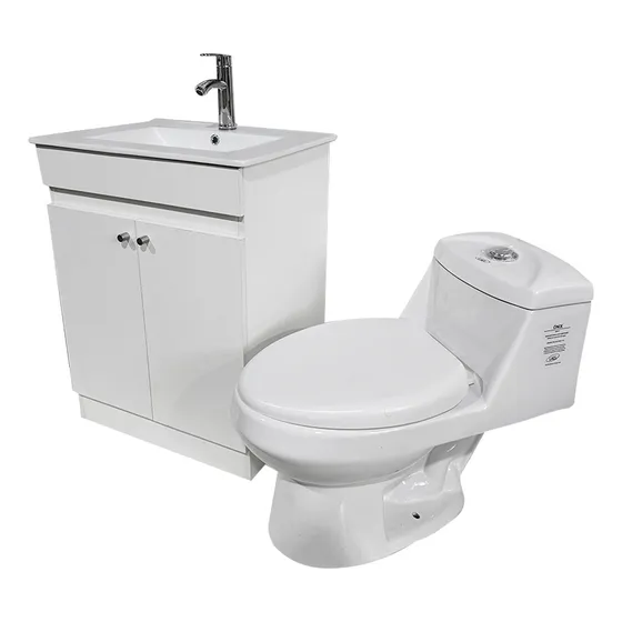 Sala De Baño Con Vanitorio 60x47 Cm Y Wc A 30 Cm, Completa