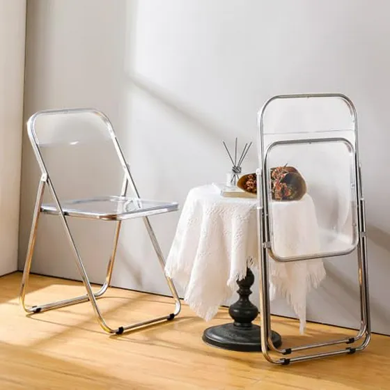 Juego De 2 Sillas Plegables De Acrílico Transparente Para Ev