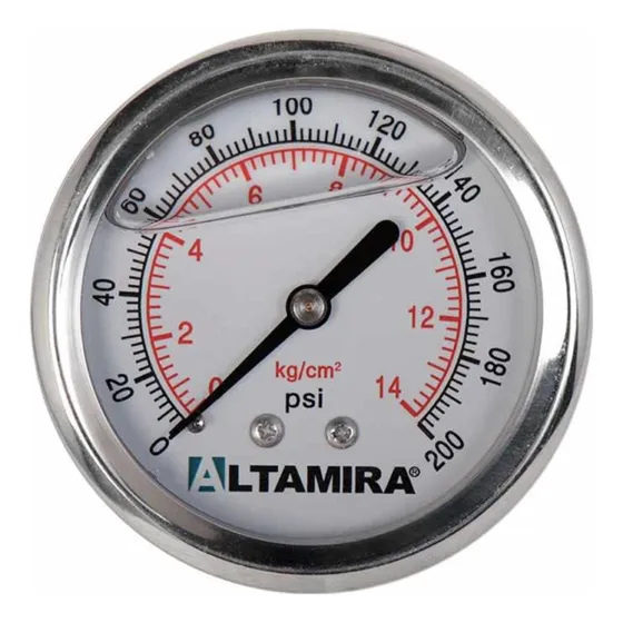 Manómetro Glicerina 0-100, 0-200, 0-300 Psi Conexion Trasera