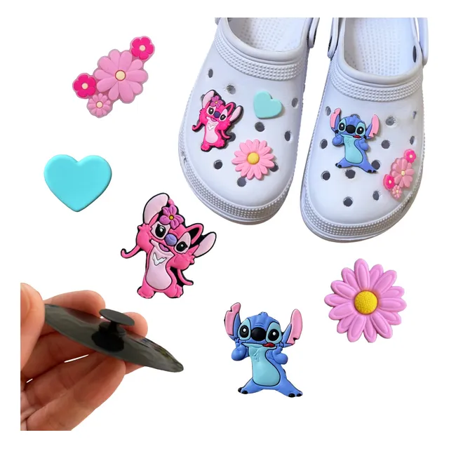 Kit 5 Pins Bottons Enfeites Para Crocs Babuche Lilo Stitch