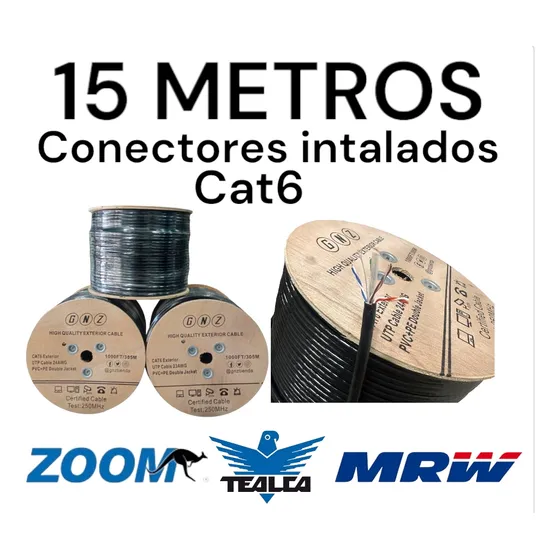 Rollos Cat6 15 Mts Utp Intemperie Gnz Internet Cctv 