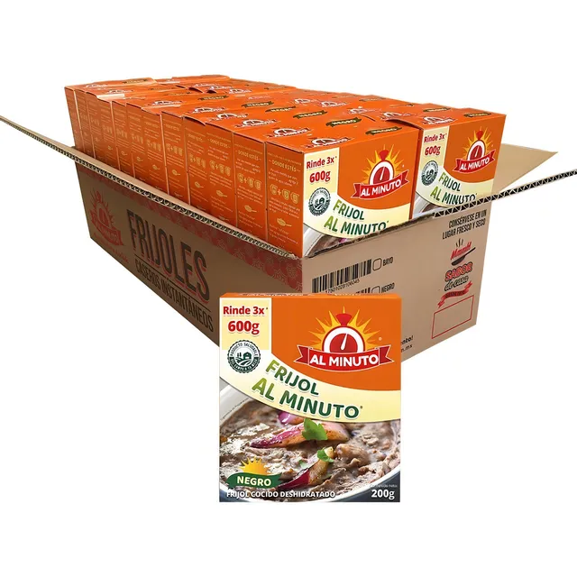 Frijol Negro Deshidratado Al Minuto 24 Cajas/200g Rinde 15kg