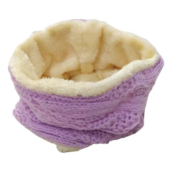 Cuello Bufanda Invierno De Lana C/ Forro Interno De Peluche Violeta Liso 1
