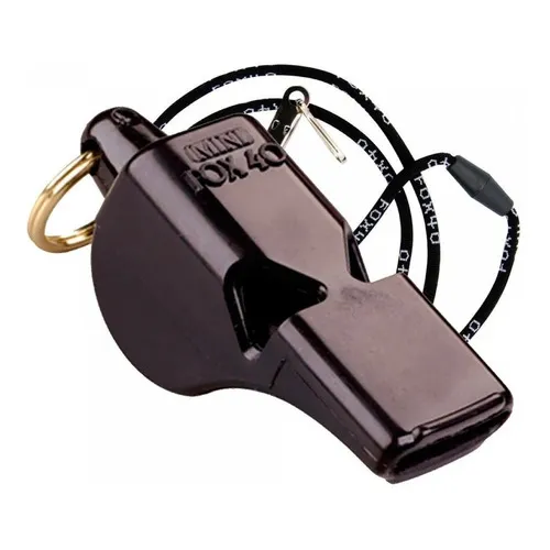 Silbato Fox 40 Mini Plastico Arbitro Profesional Correa Color Negro