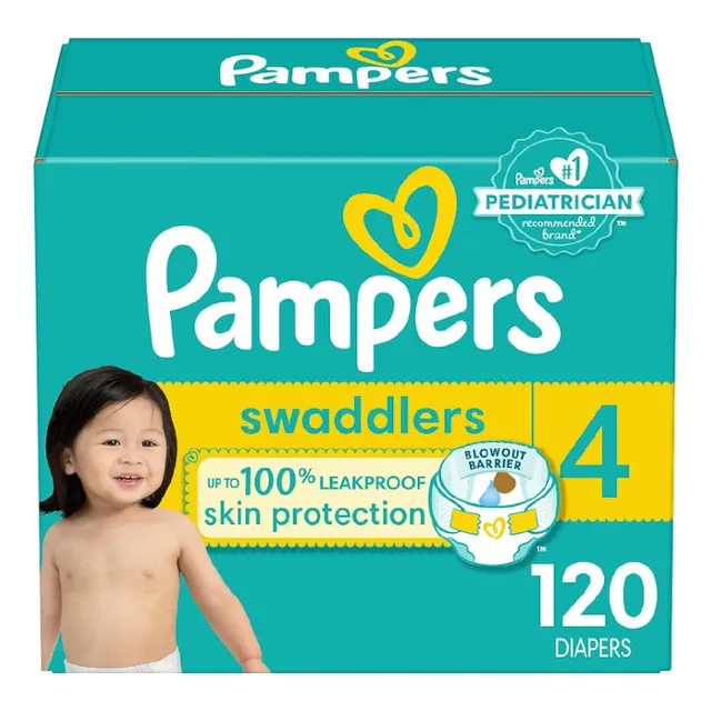 Pañales Pampers Swaddlers Etapa 4, 120 pz. Bebés 10-17 kg