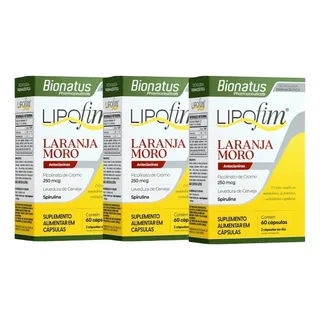 Kit 3 Lipofim Laranja Morocom 60 Capsulas Bioatus Sem Sabor