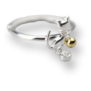 Anillo Kawaii De Gato O Gatito En Plata Auténtica. Anillo Kawaii De Gato O Gatito En Plata Auténtica.