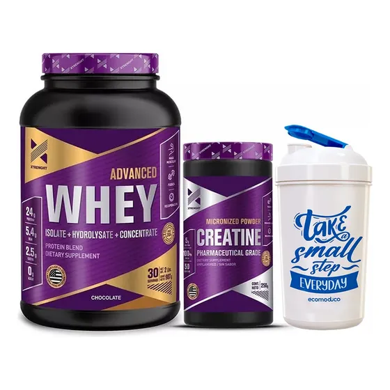 Advance Whey Xtrenght 2 Lb+ Creatina 250 Gr + Vaso Sabor Chocolate