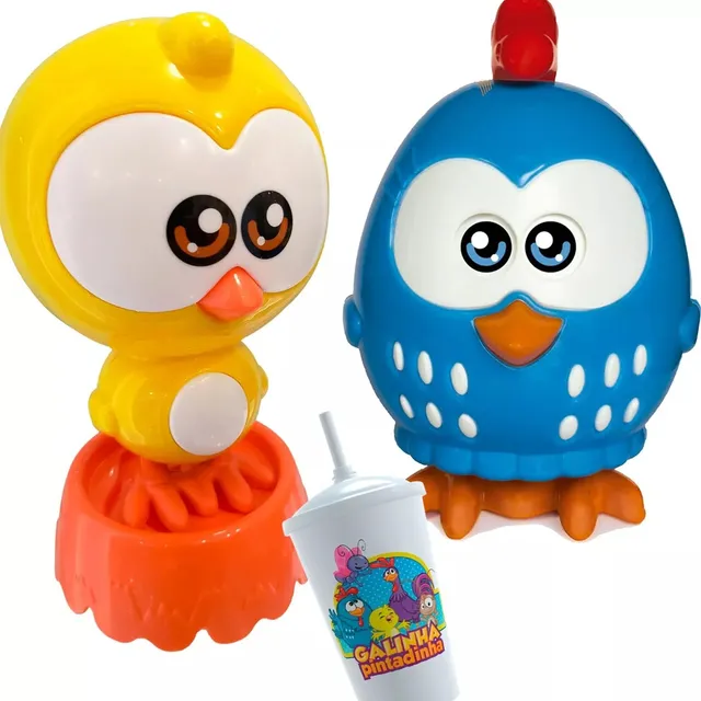 Bonecos Pintinho Amarelinho E Galinha Pintadinha Bebe Kit