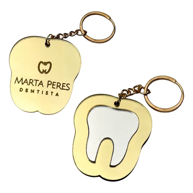 50un Espelho Personalizado Com Chaveiro - Formato De Dente