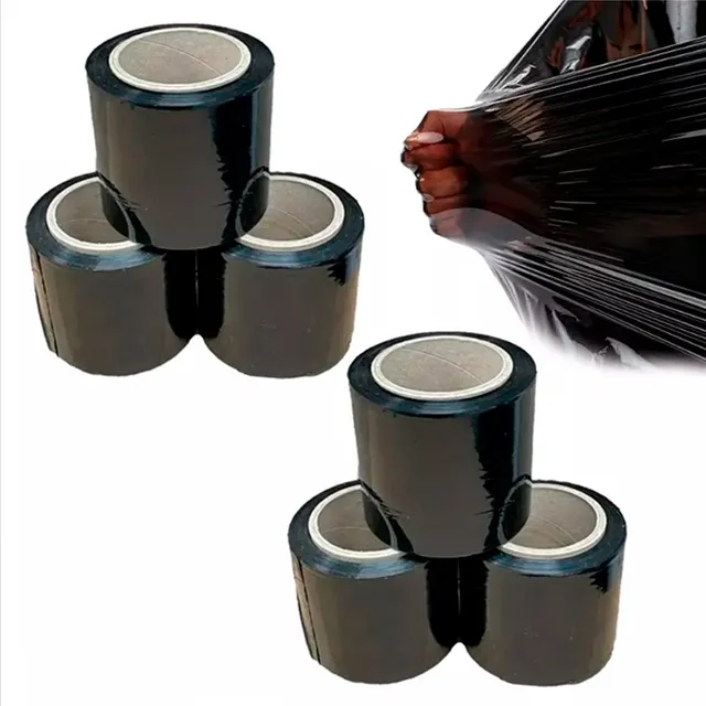 6 Rollos Stretch Vinipel Negro 15 Cm X 400 Metros Plástico