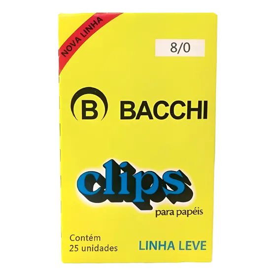 Clips Para Papel 8/0 Bacchi Com 25 Unidades