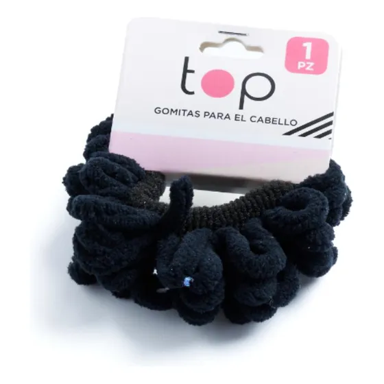 Gomita Para El Pelo Top Negra Y Azul 1 Unidad
