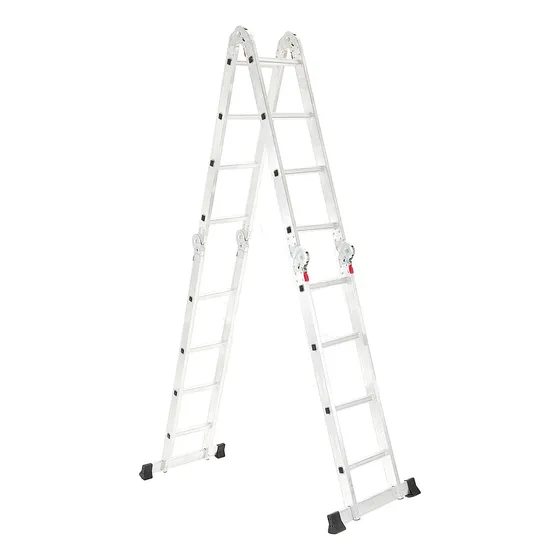 Escada Articulada 4x4 De Alumínio 16 Degraus 4,32 Metros Garden Life Cor Cinza