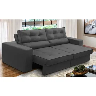SofĂĄ Ret ReclinĂĄvel 2 Lug 1,70m Com Molas Mirela Suede Cinza SofĂĄ Ret ReclinĂĄvel 2 Lug 1,70m Com Molas Mirela Suede Cinza