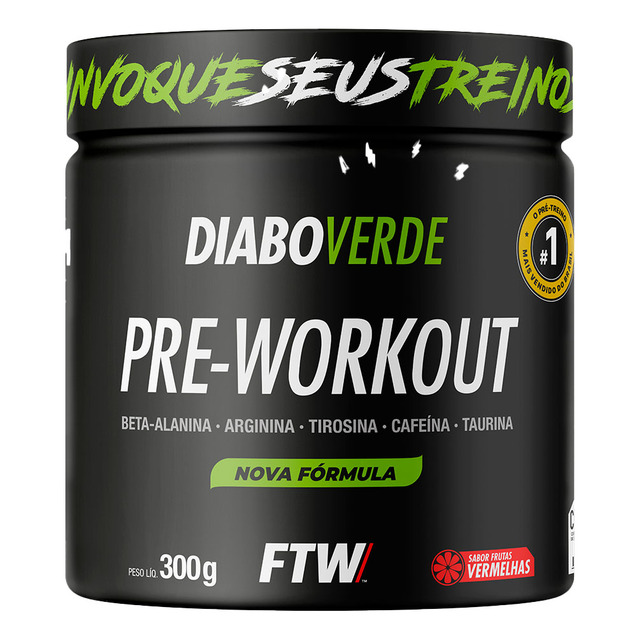 Suplemento Em Pó Pre Treino Pre Workout Pote 300g Sabor Frutas Vermelhas Ftw - Diabo Verde Suplemento Em Pó Pre Treino Pre Workout Pote 300g Sabor Frutas Vermelhas Ftw - Diabo Verde