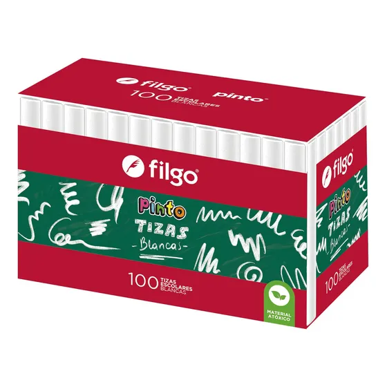 Tizas Escolares Filgo Pinto Caja X 100 Unidades Color Blancas