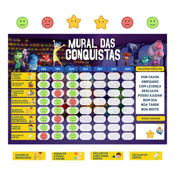 Quadro Rotina Diária E Tarefas Crianças Tema Divertidamente