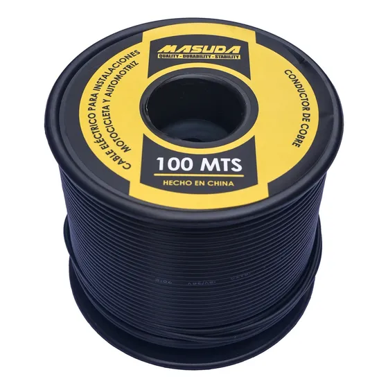 Cable Electrico Thw 100 Metros 18awg 100% Cobre Moto/auto Cubierta Negro