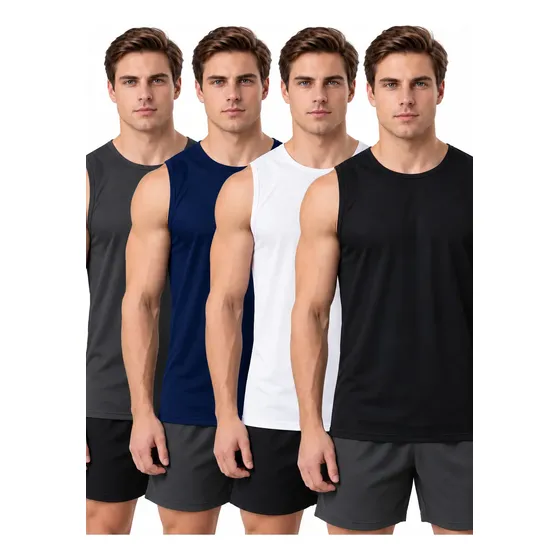 Kit 4 Regata Masculina Básica Lisa Dry Fit Academia Treino