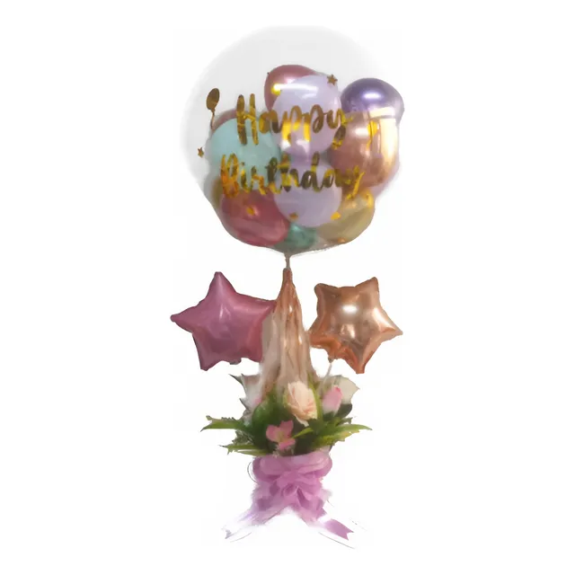 Arreglo De Globos Para Mesa Con Flores Para Cumpleaños 
