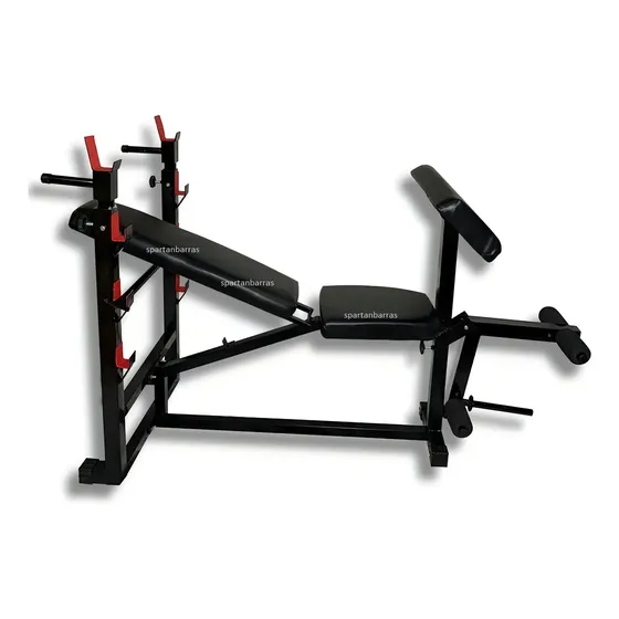 Banca Multifuncional Gym Con Rack Y Predicador Estructura Negro Tapizado Negro | Cuotas sin interés