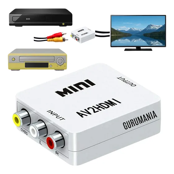 Conversor Digital Entrada Av Adaptador Rca Para Saída Hdmi