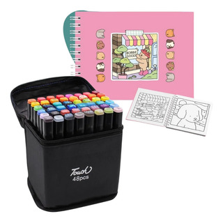 Kit De Bolígrafos Táctiles De Punta Doble De 48 Colores Y Li Kit De Bolígrafos Táctiles De Punta Doble De 48 Colores Y Li
