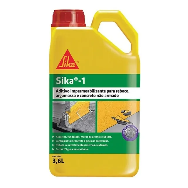 Kit 2 Sika 1 - Impermeabilizante Para Reboco E Concreto 3,6l