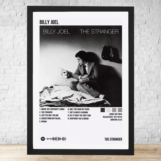 Cuadro Billy Joel The Stranger 30x40 Con Vidrio Y Marco C593