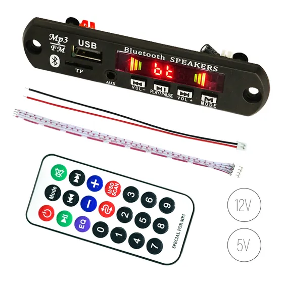 Módulo Reproductor De Audio Con Bluetooth Usb Sd Fm Auxiliar
