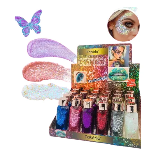 Pack8 Glitter Gel Multiuso Brillo Máximo Cara Cuerpo Cabell 