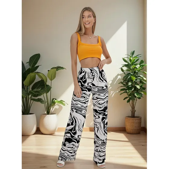 Palazzo Mujer Estampado Negro