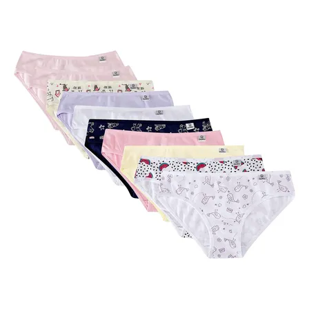 Kit Com 10 Calcinhas Infantil Menina Cotton Miss Delrio Branco Passarinho,perola,chiclete, Branco Melancia,marinho,lilas,algodao Doce,vanilla,branco Gg