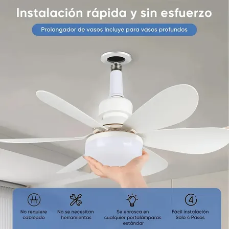 Ventilador Teto Com Luz Controle Remoto 6 Pás 52 Cm Branco 50-60hz White Plástico 6