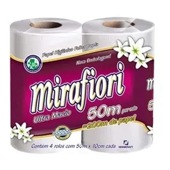 Papel Higiênico Folha Dupla Ultramacio Mirafiori Com 4 Rolos