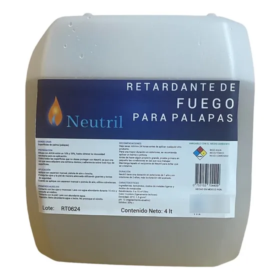 Retardante De Fuego Para Palapas, Neutril, 4 Lts