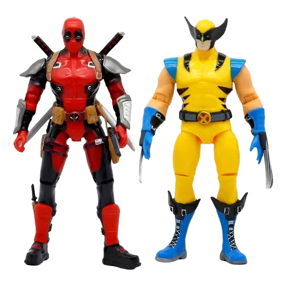 Kit 2 Bonecos Deadpool & Wolverine Articulados Filme